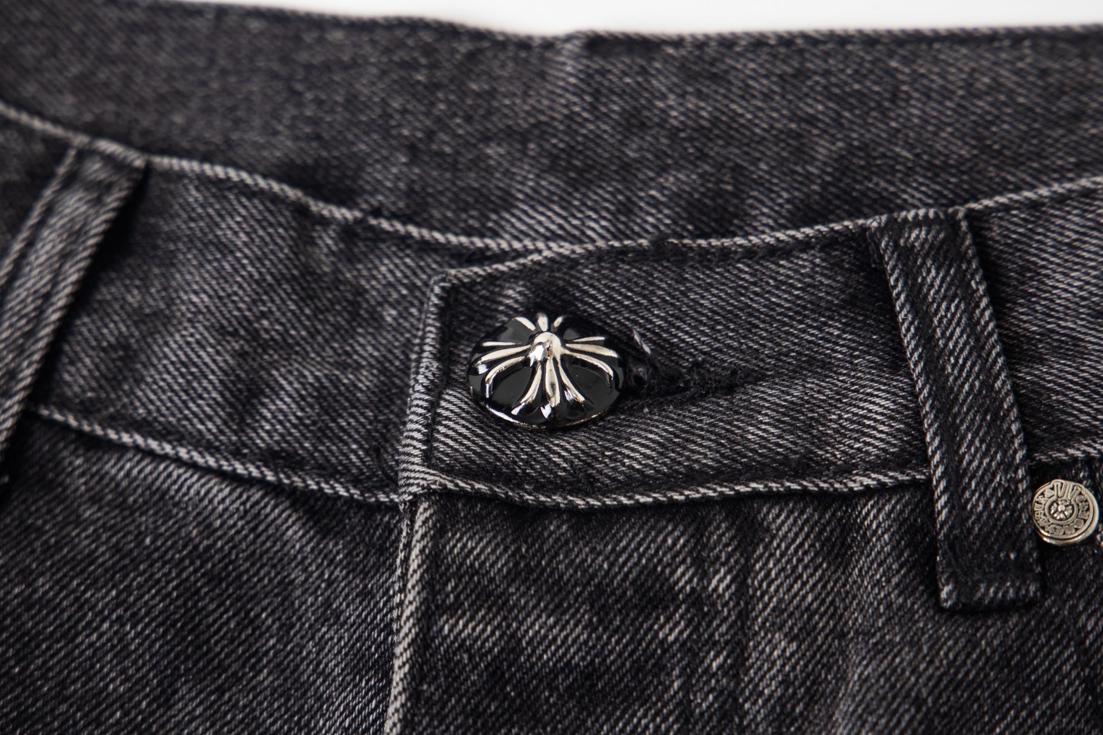 Chrome Hearts Multi Cross Patch Denim Jeans - Grey Gothic Street Pants 1111