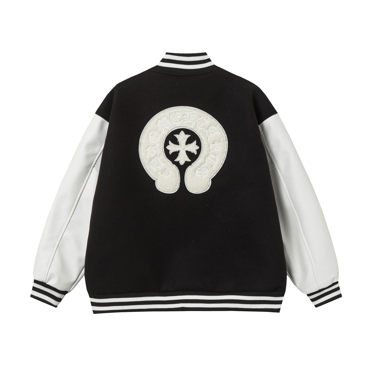 Chrome Hearts Varsity Jacket - Black White Gothic Baseball Coat 2206