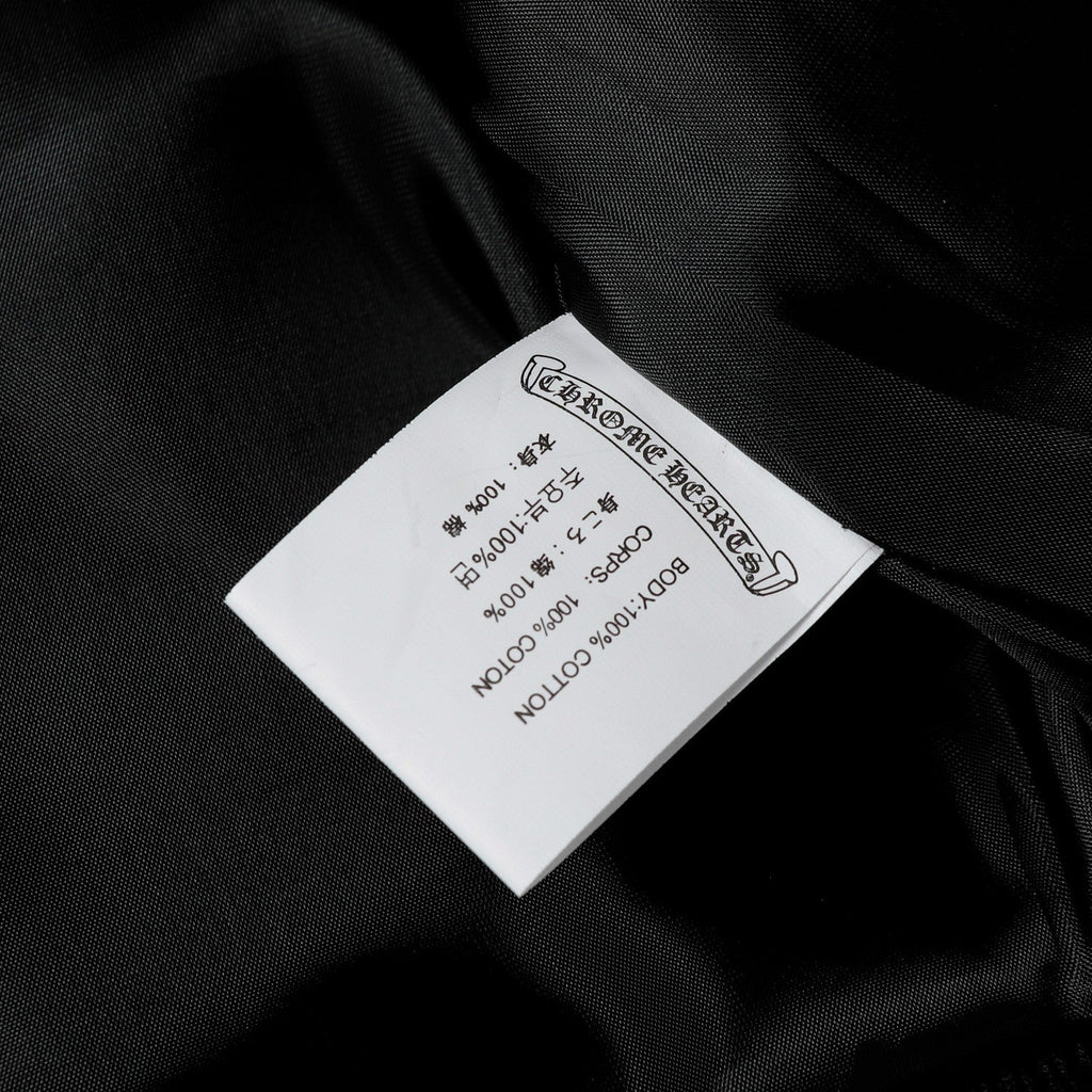 Chrome Hearts Layered Cross Varsity Jacket - Black White Street Style Outerwear 2208