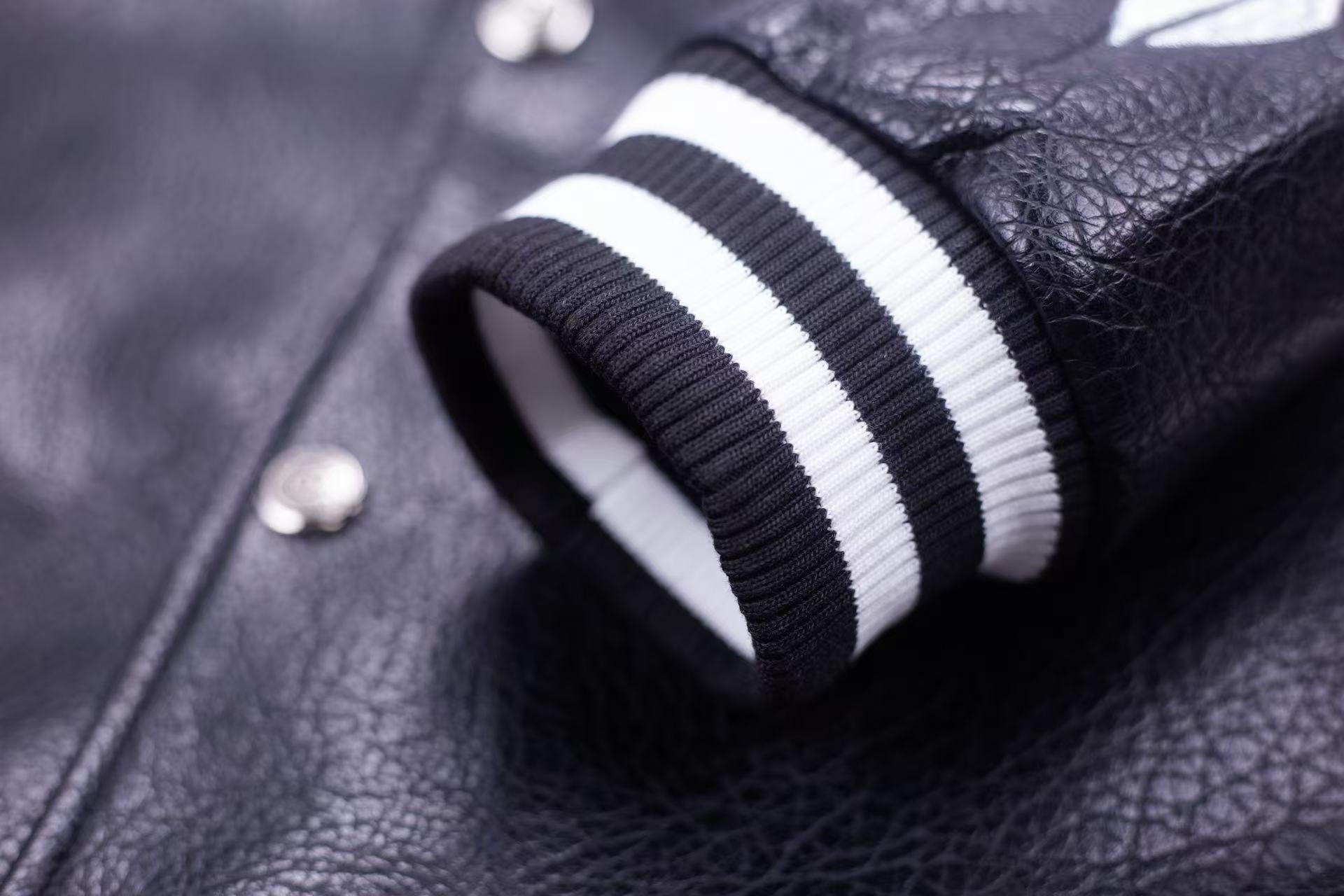 Chrome Hearts Embroidered Sleeve Varsity Jacket - Black Streetwear Coat 5577