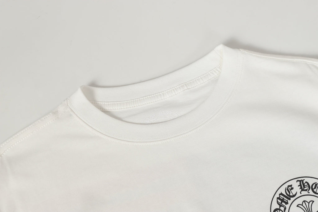 Chrome Hearts Logo Flag Long Sleeve Tee - Black White Gothic Street T-Shirt K2126